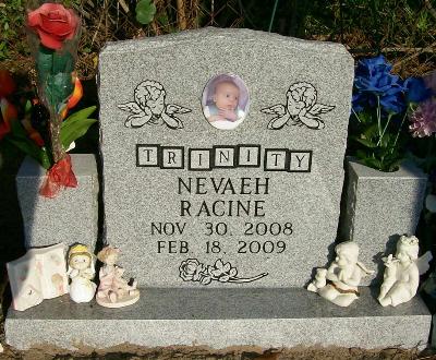 infant granite upright headstone with angel and rose and baby block letters and portrait